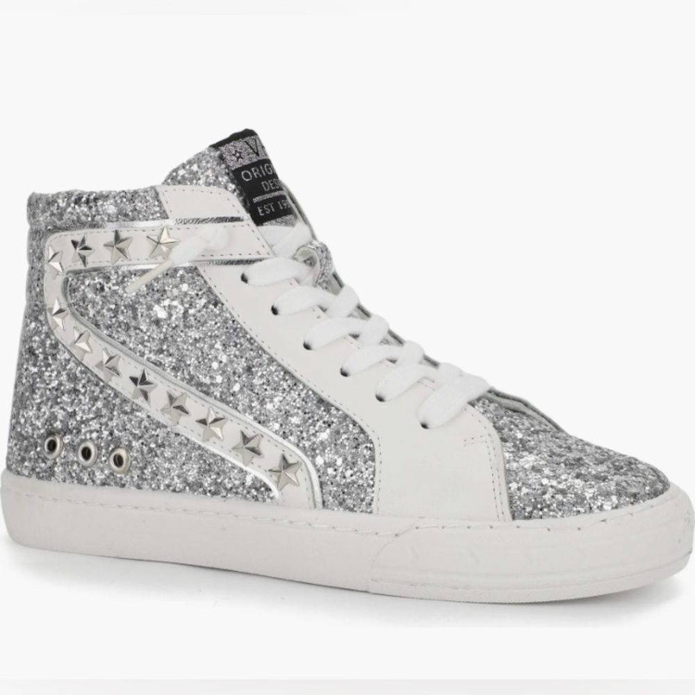 Vintage Havana Betsey High Top Sneaker Silver Glitter size 7 - Picture 4 of 9